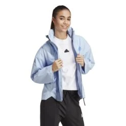 Veste Imperméable Femme Adidas Terrex Traveer Rain.RDY -Promos Randonnée Boutique adidas ht8735 6 apparel on model walking view white
