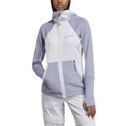 Polaire à Capuche Molleton Femme Adidas Terrex Tech -Promos Randonnée Boutique adidas hu1851 4 apparel on model front view white