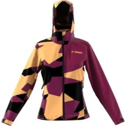 Veste De Pluie Femme Adidas Terrex Primegreen Allover -Promos Randonnée Boutique gm4783 app virtual front white